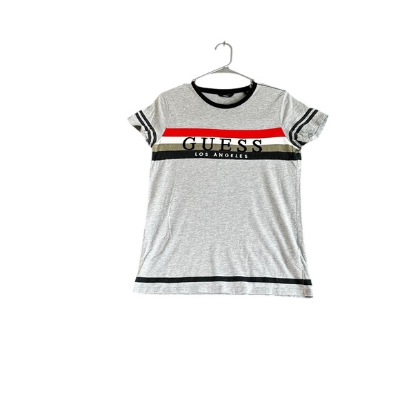 Guess Other - Guess BOYS GRAY STRIPED LOS ANGELES SHORT SLEEVE T-SHIRT SZ 16